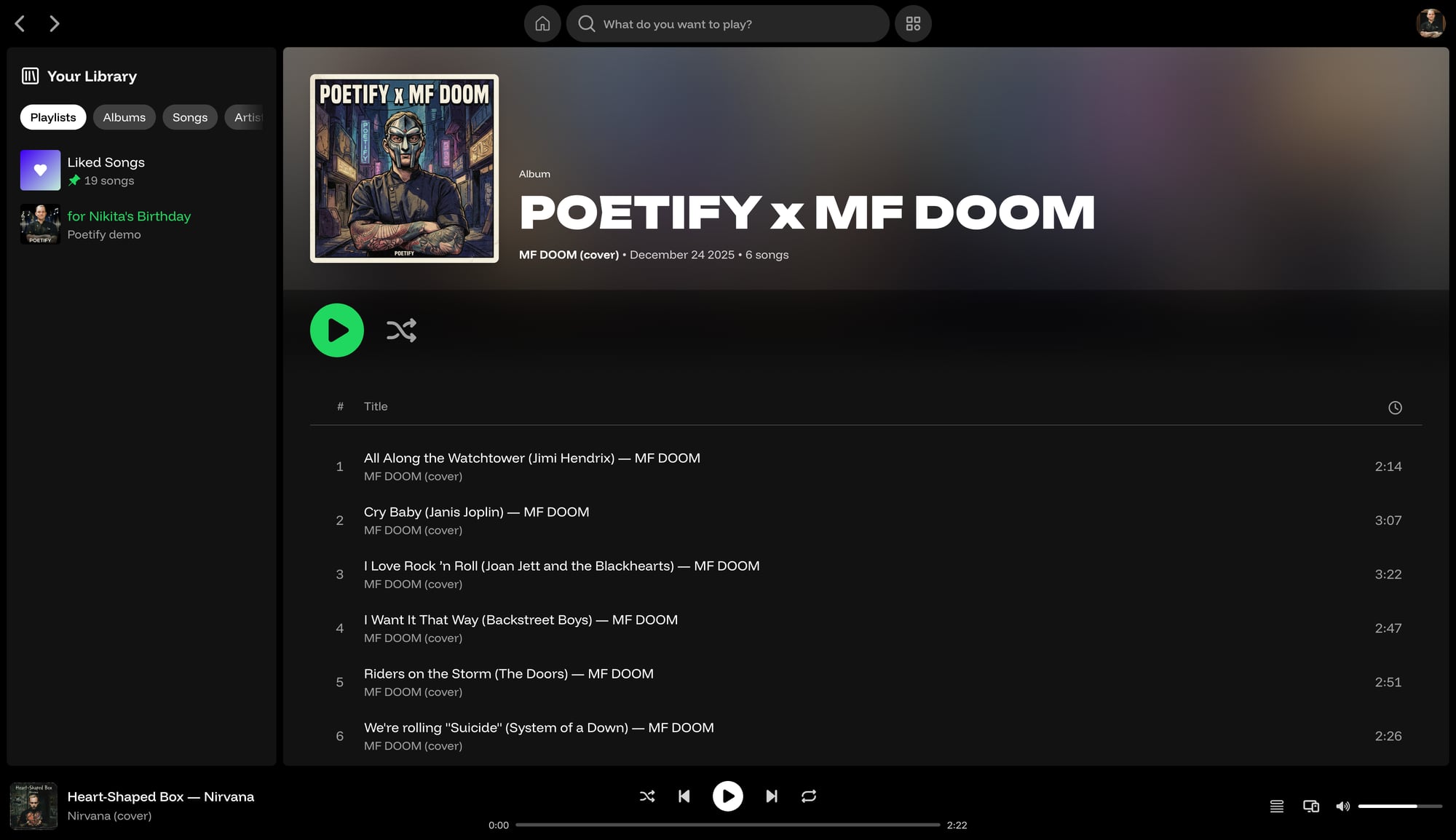 Poetify x MF DOOM album page